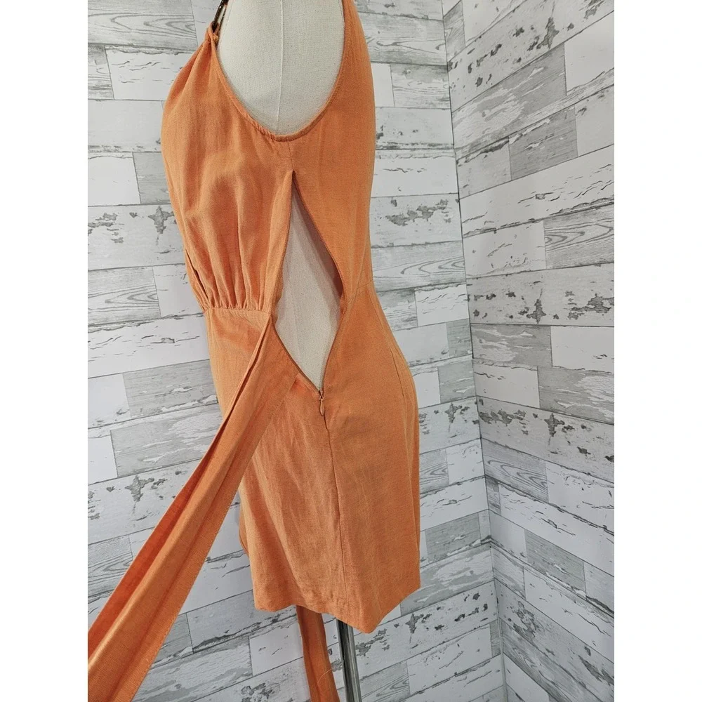 Zara Orange Sleeveless Romper Wrap Front Tie V Neck Womens Xsmall